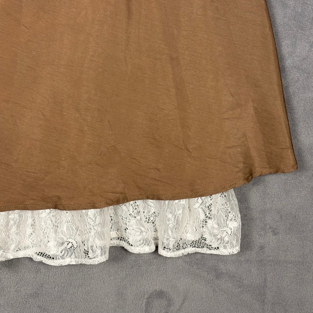 Scarlet Darkness Brown Victorian Lace Trim Maxi Skirt Steampunk Cottagecore S - Picture 4 of 9